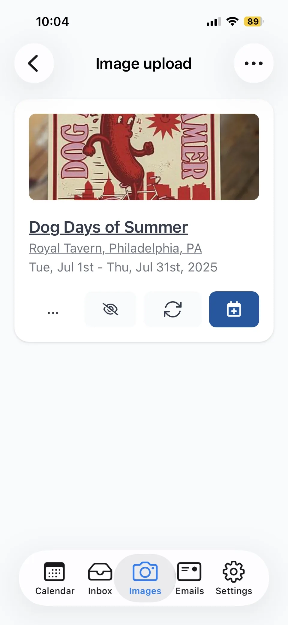 Calendar Vision app showing the event details extracted from the flyer